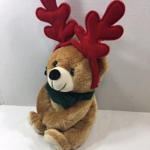 DAN DEE Christmas Teddy Bear Plush Stuffed Toy Green Scarf Magnetic Paws 12" - Picture 2 of 7